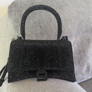 CRYSTAL BALENCIAGA Hourglass Bag Black